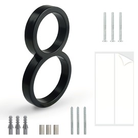 Hasware Floating House Number Sign, 12 cm, Modern Door Numbers, Signage, Plaque, Street, Home Address, Numbers (Black, 8)