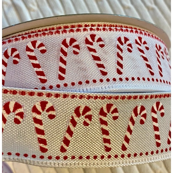 Reliant ribbon 5 Yds. RED HOLIDAY CANDYCANE WIRE EDGE RIBBON