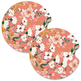 Nipichsha Car Cup Holder Coasters, Car Coasters for Cup Holders, 2 Pack Universal Anti Slip Insert Coasters, Rubber Car Cup Mat with A Finger Notch, Cute Car Interior Accessories for Women (Rosemary)