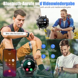 Smartwatch Herren mit Telefonfunktion, 1.39" Touchscreen Smartwatch, IP68 Wasserdicht Sportuhr, 100+Sportmodi mit Fitness Tracker, Blutdruckmessung, Schlafmonitor, SpO2, 20+Tage Akku, Android iOS