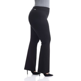 Rekucci Curvy Woman Secret Figure Knit Bootcut Plus Size Pant w/Tummy Control (16W Short, Black)