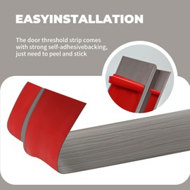 Door Threshold Ramp Floor Transition Strip 72 inch, 1/2'' ~ 3/5'' Thresholds Ramps for Doorways, Vinyl Transition Strips for Door Floor (Wood Grain Gray)