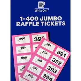 Jumbo Raffle Tickets - Extra Large - 1-400 Cloakroom Tickets - Choose Your Colour (Pink)