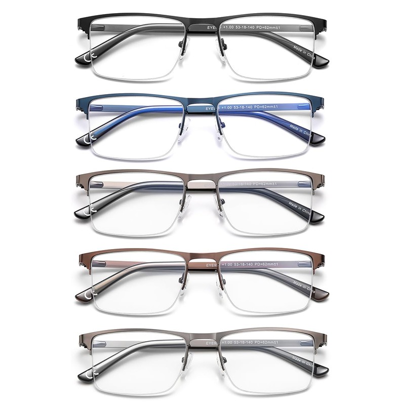 EYECEDAR 5 Pack Blue Light Blocking Reading Glasses Men Computer