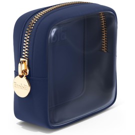 Embla Clear Cosmetic Bag Makeup Bag, Clear Zipper Pouch Cosmetics Bags Cute Womens Make Up Pouches, Clear Toiletry Travel Bag Tote, Preppy Purse Cosmetic Organizer Small Large Makeup Bags, Sapphire