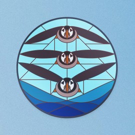 I Like Birds Static Cling Window Stickers for Glass - Puffin Suncatcher Small Stained Glass Window Stickers