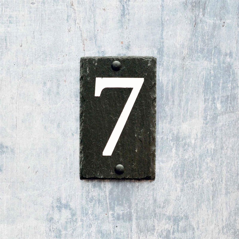 Number 7-14.5 x 9cm Natural Solid Slate House Number Plaque
