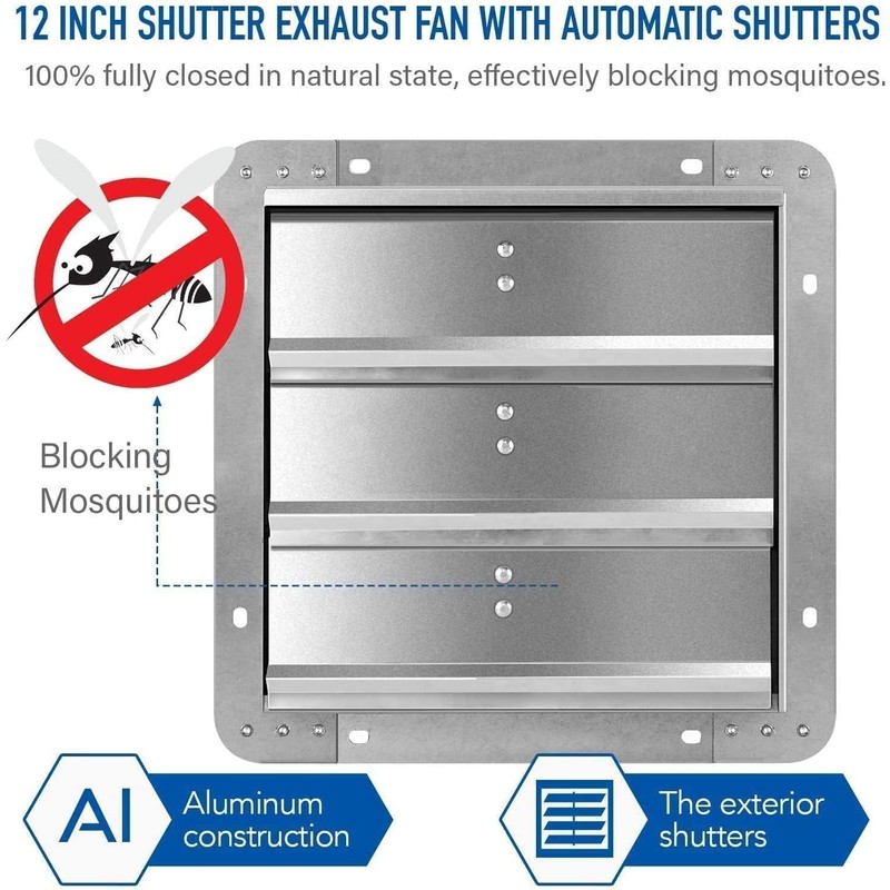 Simple Deluxe 12 Inch Shutter Exhaust Fan,Window Fans with Adjustable