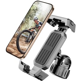 Marspeeder 4rd-Gen Bike Phone Holder, [Easy Install] Motorcycle Phone Mouut, Phone Holder for Bicycle, Electric Scooter Ebike Cell Handlebar Phone Mount, Bike Accessories for 4.7-7" Phone