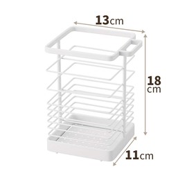 Tenma Upright Tool Stand for Kitchen Tools, Rust-Resistant Design, Can Be Stored Together With Included Kitchen Scissors Holder, Kitchen Tool Stand, White, Approx. 5.1 x 4.3 x 7.1 inches (13 x 11 x 18 cm)