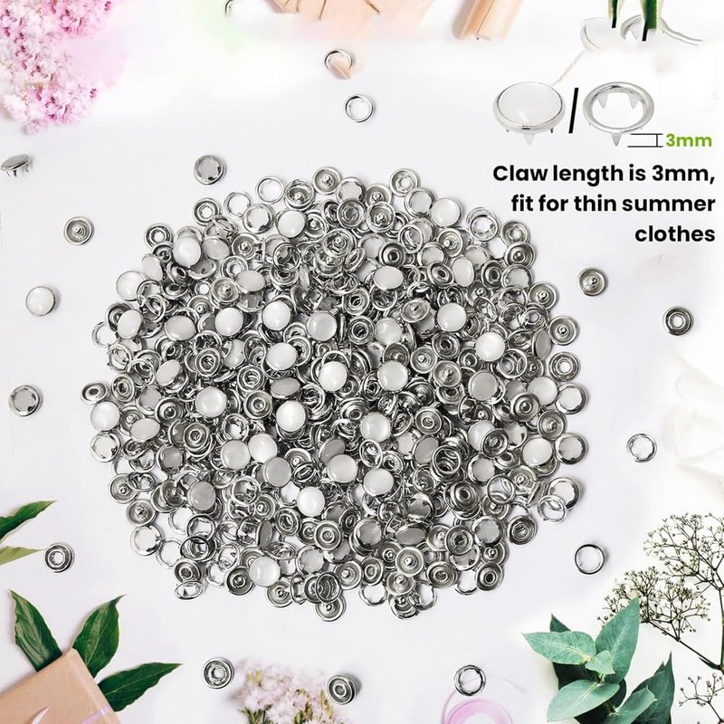 Veumoie Pearl Snaps for Fabric Snap Pliers, Metal Snap Button