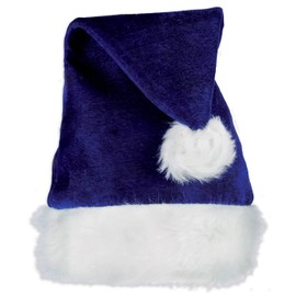Beistle Santa Claus Hat Plush Trim, Holiday Wear, One Size, Royal Blue/White