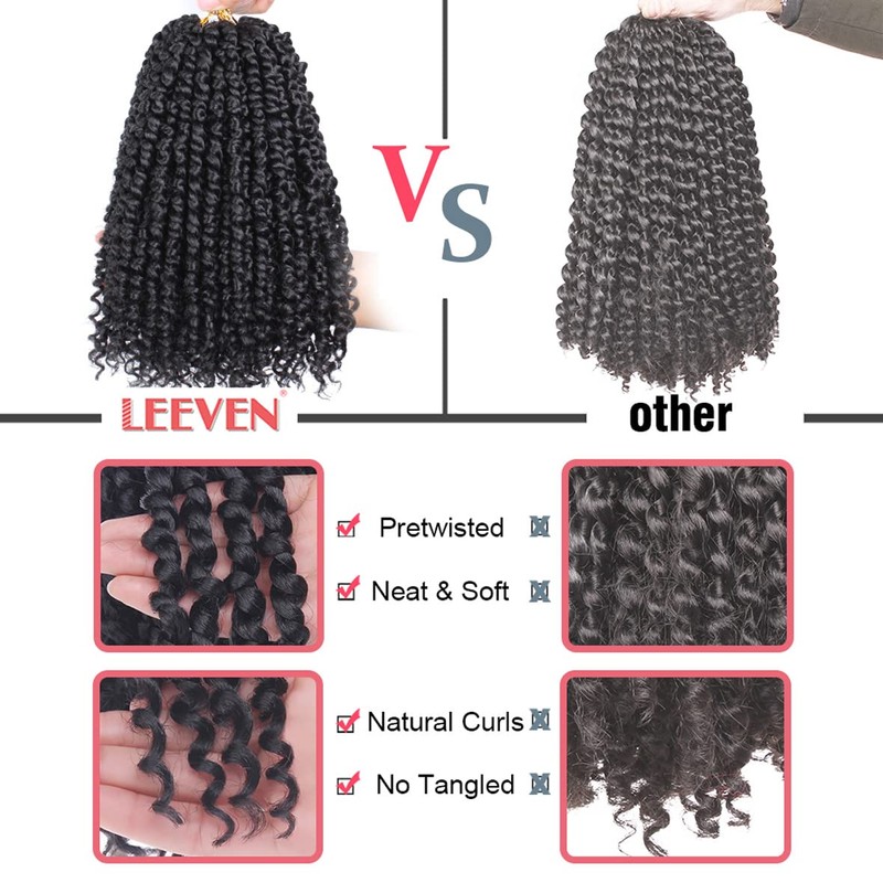 Leeven Ombre Red Pre-Twisted Passion Twist Crochet Hair 10 Inch