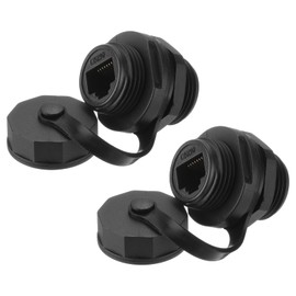 sourcing map RJ45 Panel Mount Coupler, IP67 Shielded Industrial Panel Mount Bulkhead Ethernet LAN Pass Through Connector for CAT6/CAT5E/CAT5, Pack of 2