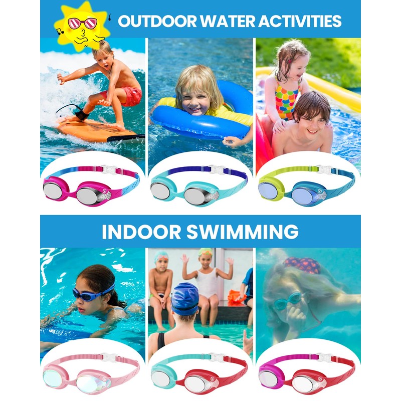 OutdoorMaster Kids Swim Goggles 2 Pack - Quick Adjustable Strap