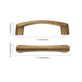 Coinkoly Pack of 6 Furniture Handles, Antique Brass, 76 mm Hole Spacing, Furniture Handles, Cupboard Handles, Kitchen Handles, Drawer Handles, Wardrobe Door Handles, CK-EU0003