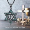 Kootwo Star of David Necklace 925 Sterling Silver Black Cross