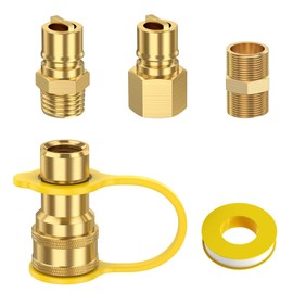 Alloxity 5pcs 1/2" QDD LP Natural Gas Quick Connect Fittings Kit, Natural and Propane Gas Hose Quick Connect/Disconnect Plug Set, 100% Solid Brass