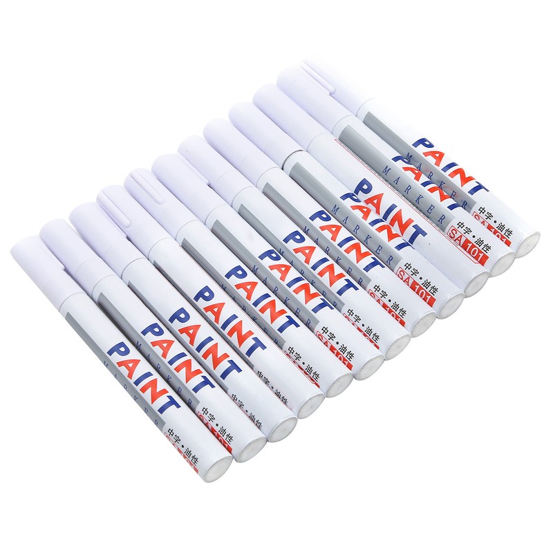 12Pcs White Paint Pen Acrylic Marker Permanent Marking Opaque Ink