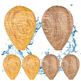 YBB 6 Pack Waterproof Wasp Nest Decoy, Hanging Fake Wasp Nest for Outdoor Garden Home