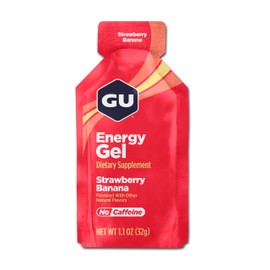 GU GU Energy Original Sports Nutrition Energy Gel, Vegan, Gluten-Free, Kosher, and Dairy-Free On-the-Go Energy for Any Workout, 8-Count, Strawberry Banana