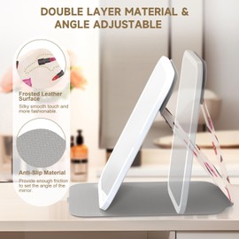 Mocado Travel Makeup Mirro with Lights, 360° Rotation Lighted Makeup Mirror, Portable Mirror with 10x Magnification, 3 Color Lightings, Dimmable Touch Screen, Tabletop Light up Mirror(Lipstick)