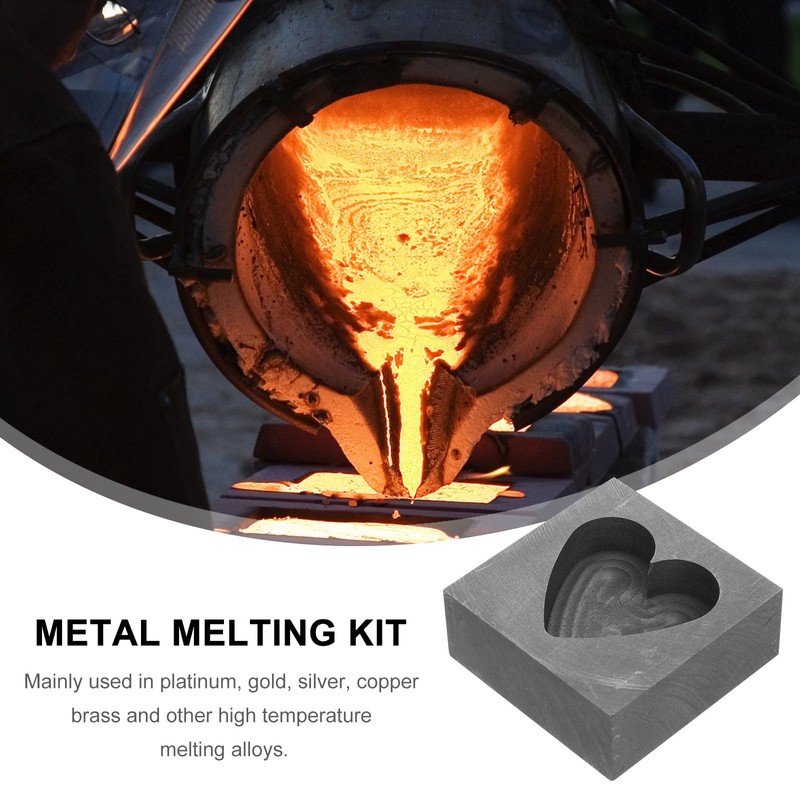 SEWOART Heart-shaped graphite mould, melting mould for gold, silver, copper,