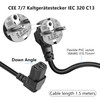 GELRHONR 1.5 m 3 Pin IEC Cable, 90 Degree CEE