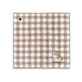 mofusand 43-0120080 Gingham Stitch Towel Handkerchief, Beige, Cat Checker, Cute, Approx. 9.8 x 9.8 inches (25 x 25 cm)