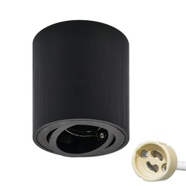 KYOTECH LED Surface-Mounted Spotlight Swivelling Diameter 80 x 84 mm LED Surface-Mounted Ceiling Light Flat 230 V LED Surface-Mounted Spot Light Round Black Surface-Mounted with GU10 Socket Ceiling