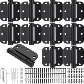 Yaocom 10 Pcs Self Closing Door Hinge 3.5'' Spring Loaded Hinges Automatic Door Closer Hinge Adjustable Tension for Garage, 5/8'' Radius Corners(Black,3.5'')