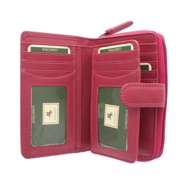 VISCONTI Heritage Collection Madame Leather Purse with Tab Closure RFID Blocking HT33 Fuchsia