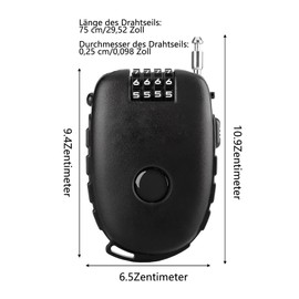 ANBOO Scooter Lock, 90 cm Cable Lock Lightweight with 4-Digit Combination Code, Ideal for Children, Motorcycle Helmet Lock, Bicycles and Luggage - Safe and Reliable Solution