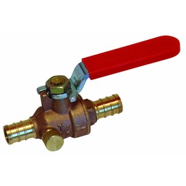 Watts PEX LFP-564 In-Line Full Port Ball Valve 1/2-Inch Barb x Barb 1/4-Inch Drain Low-Lead, Brass