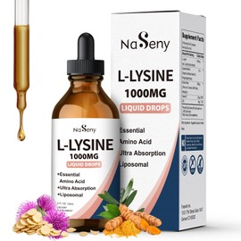 L-Lysine 1000mg Liquid Drops, L-Lysine Supplement for Essential Amino Acid Supplement for Lips & Oral Health & Collagen Formation Support, with Vitamin E & Zinc for Adults Dietary Supplement, 4 Fl oz