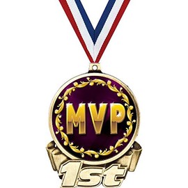 Crown Awards MVP First Place Medal, 3" Gold Most Valuable Player Trophy Medal Award 1 Pack