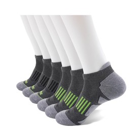 JOYNÉE 6 Pairs Mens Ankle Running Socks Men Low Cut Athletic Socks with Cushion,Grey,Sock Size:10-13