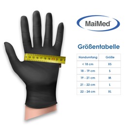 Saxomed Nitrile Gloves Black M - Pack of 100 - Powder-Free, Tear-Resistant & Latex-Free Disposable Gloves - Ideal for Tattoo, Kitchen, Cleaning