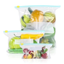 Qiimenguer Pack of 45 Freezer Bags Zipper Reusable Large Resealable Bags Medium and Small Ziplock Bag Small Sandwich Bag Zip Bag for Vegetables Milk
