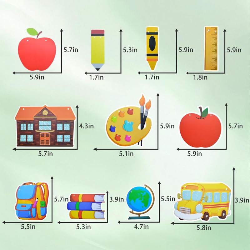 Handytoolinc Back to School Decorative Banner Set, Apple and Pencil