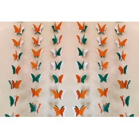 Atpata Funky 6pcs. 6ft Butterfly Paper Cutout 3D Tri-Colour Hangings Patriotic Decor for Republic Day Independence Day Tiranga Theme - Flag Colors, Easy to Hang, Perfect for Celebrations