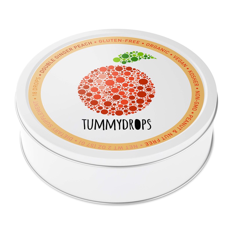 Organic Double Ginger Peach Tummydrops (Pack of 3 Tins-54 Total