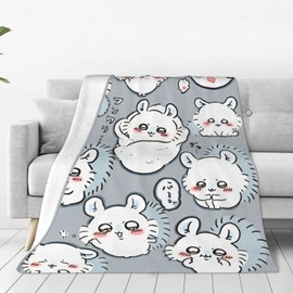 Chiikawa Blanket, Flannel Soft Fluffy Blanket, Single, Dust Mite Resistant, Antibacterial, Odor Resistant, Lightweight Throw Blanket, Stylish, Large, Washable, Cooling Protection, Cold Protection,