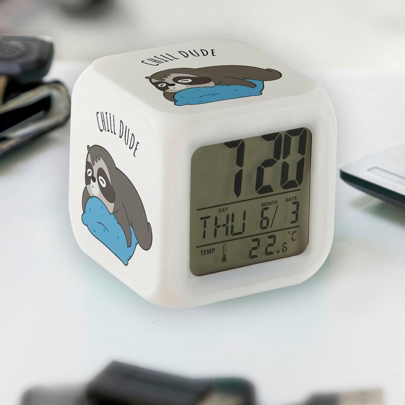 Fabulous Chill Dude Alarm Clock Cube Illuminated White - Chill