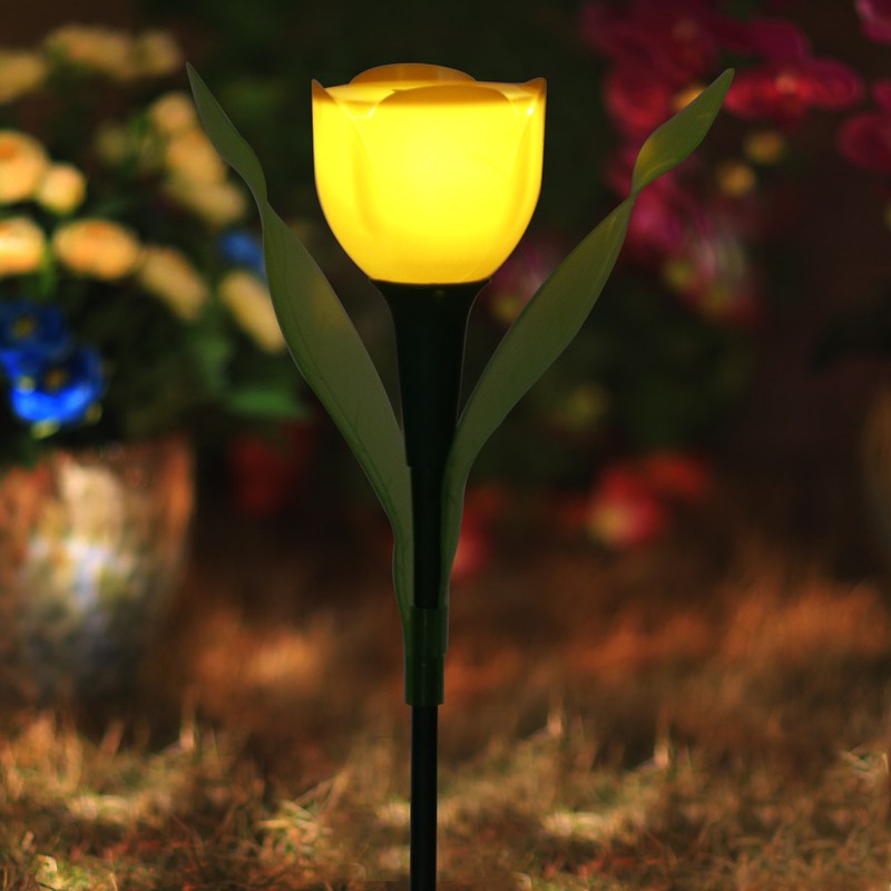 4Pcs Outdoor Solar Power Tulip LED Flower Light Waterproof Garden