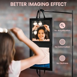 Fanwoli Hanging Mirror for Dance Bag with Garment Rack | Full-Body | Foldable & Portable | HD Reflection No Deformation