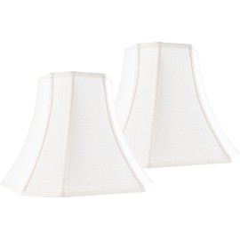 JERHOUS Cream Square Cut Corner Bell Lamp Shade Set of 2 Medium Lampshade 6.5``Top×13``Bottom×10.6``Hight(Spider) Vintage Lamp Shade for Table & Floor Lamp - Lampshade Replacement
