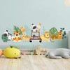 Nursery Wall Sticker - Safari Animals with Truck and Leaves