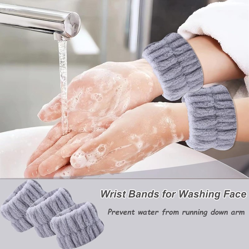 TS-MAYKA 20 Pcs Wrist Bands for Washing Face, Absorbent Face