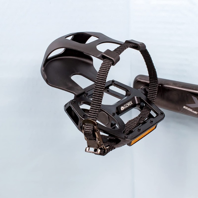 GORIX Flat Pedal Toe Clip Set with Strap, Bicycle Pedal,